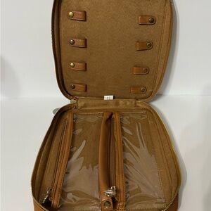 Elegant Tan Leather Women Jewelry Bag